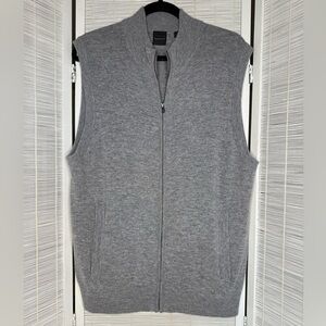 Dunning Wool Cashmere Zip Vest Gray High Collar Golf Pockets Machine Wash Size M